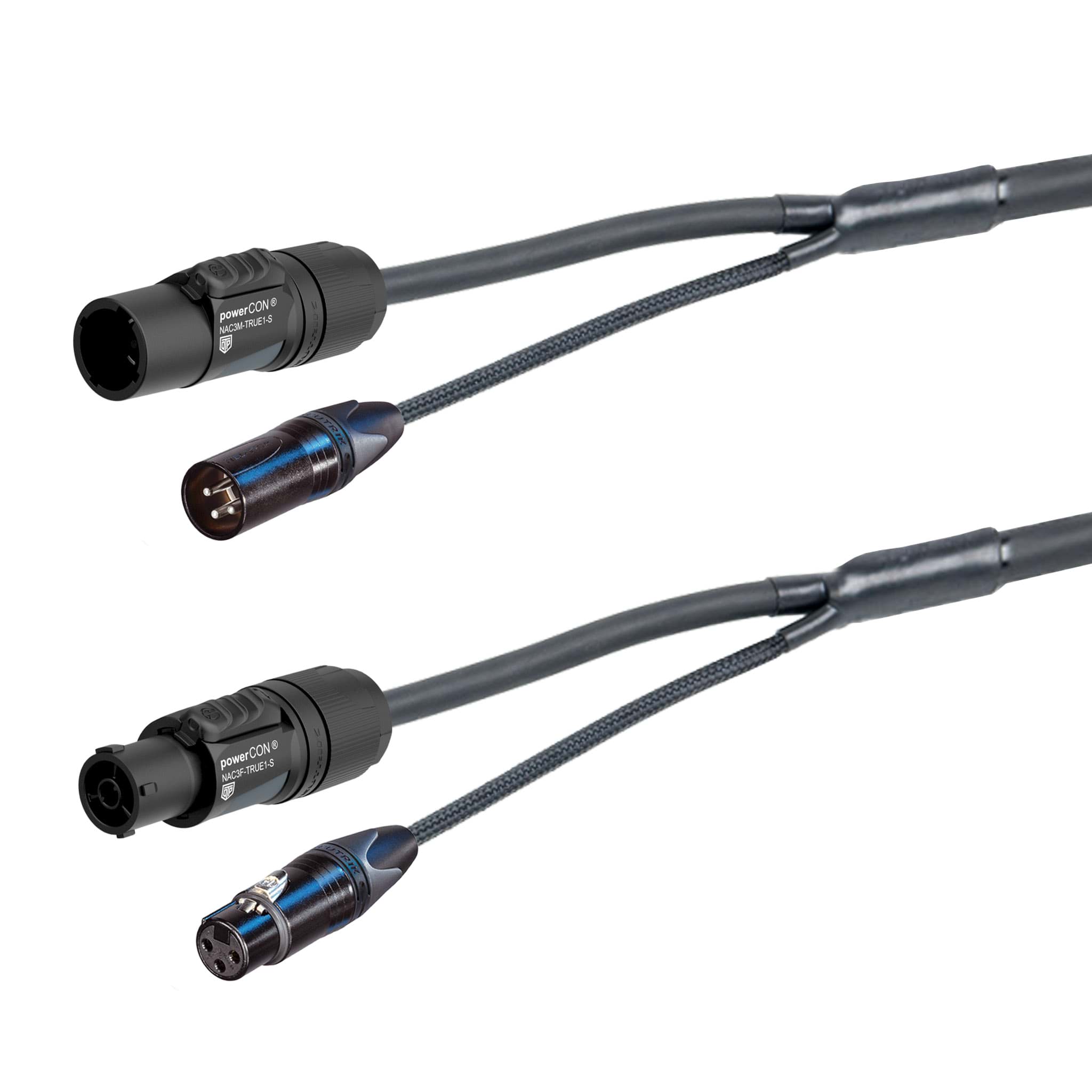 Bild von combi Power+DMX 1,5mm2 powerCON TRUE1 + XLR3 zwart  0,75m d15mm