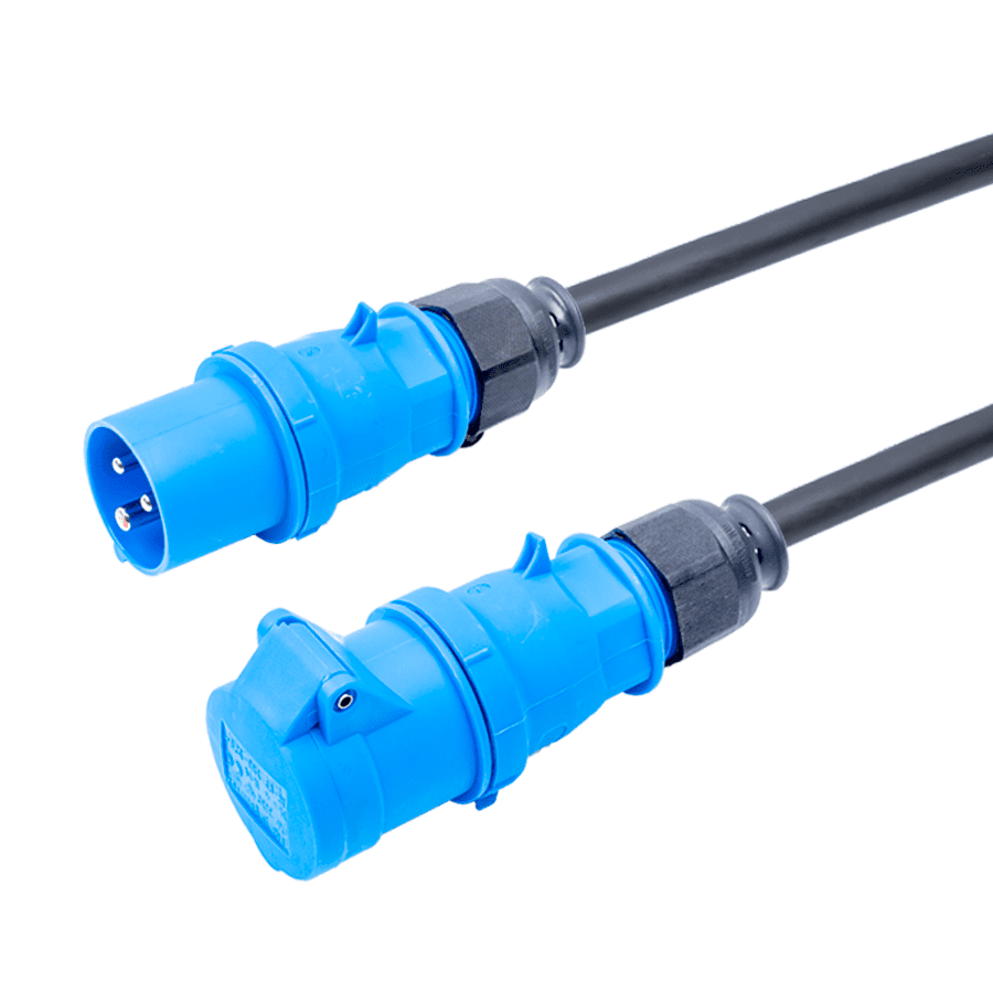 Bild für Kategorie CEE 32A 250V 3p blauw Bals verlengkabel