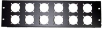 Bild von frontplaat 19inch 3HE-U gaten 12x schuko(50x50) staal zwart