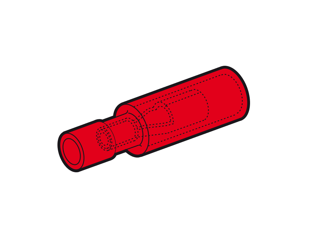 Picture of rondsteker female geisoleerd 0.25-1.5mm2 rood D4mm PC-V0 VPE100