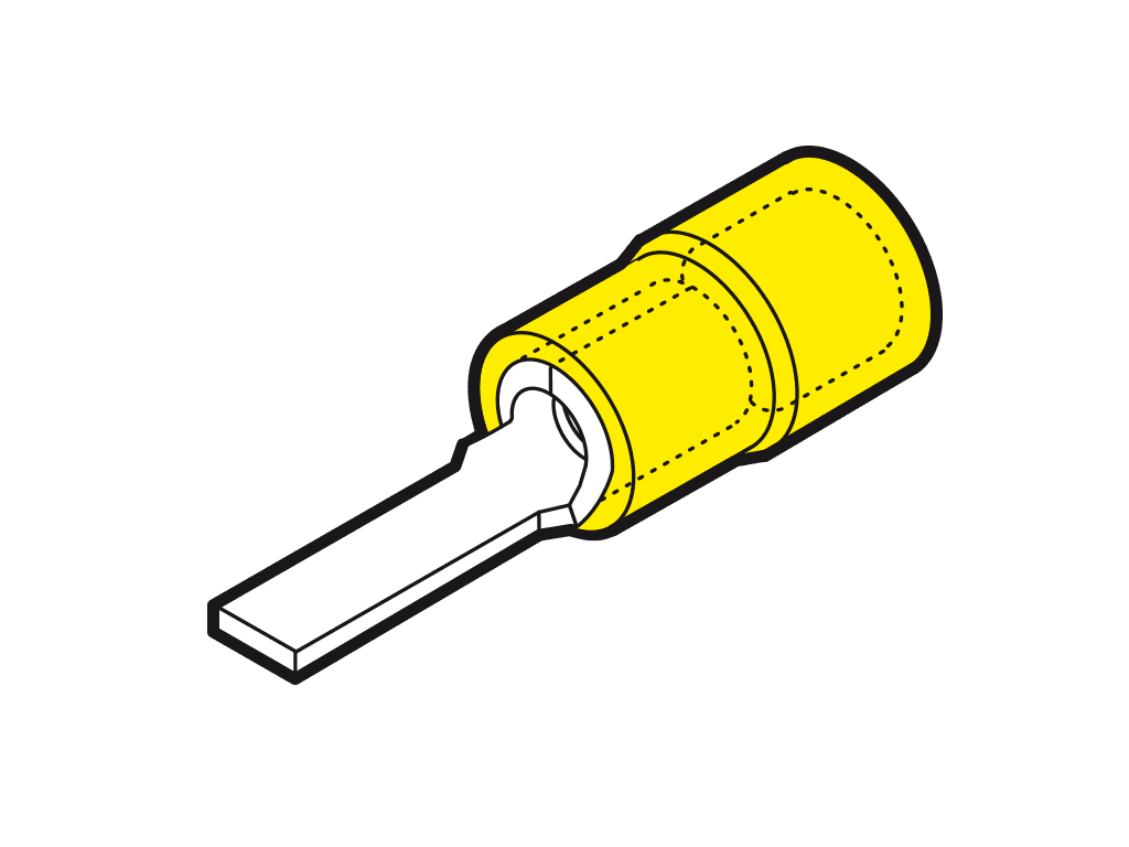 Picture of vlakstiftkabelschoen geisoleerd 4-6mm2 geel 13.3mm PVC VPE100