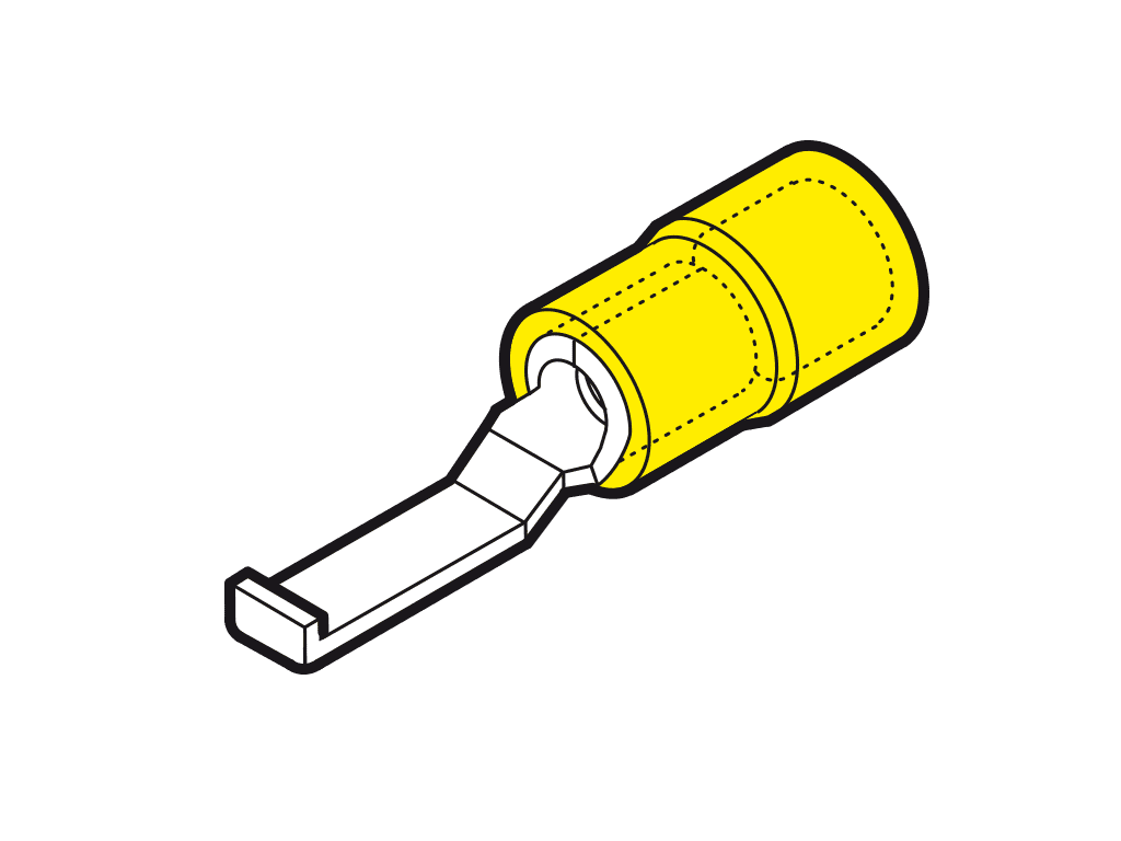 Picture of vlakstiftkabelschoen+LIP geisoleerd 4-6mm2 geel 17.5x4.6mm PVC VPE100