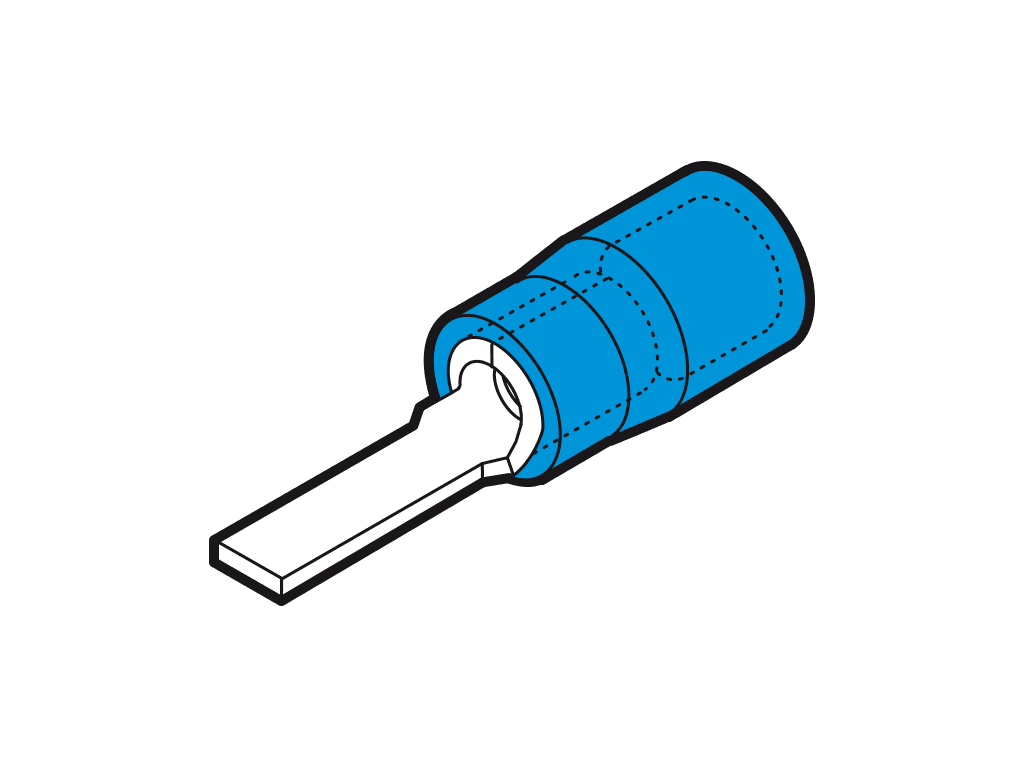 Picture of vlakstiftkabelschoen geisoleerd 1.5-2.5mm2 blauw 13.3x2.5mm PC-V0