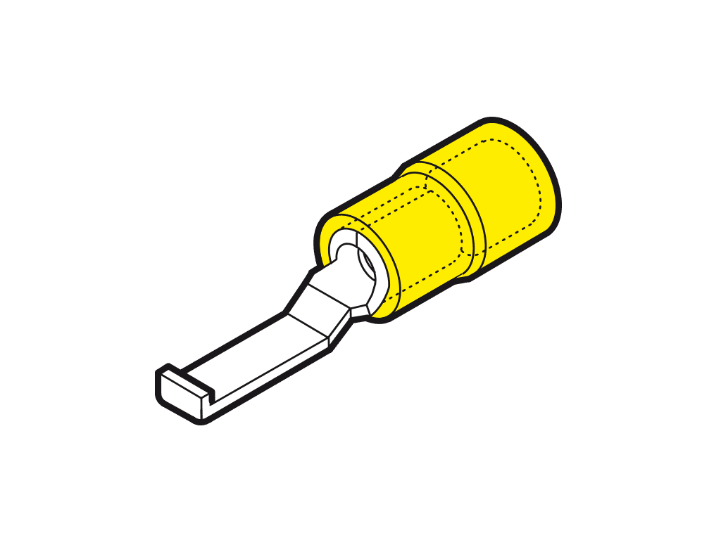 Picture of vlakstiftkabelschoen+LIP geisoleerd 4-2.56mm2 geel 17.5x4.6mm PC-V0