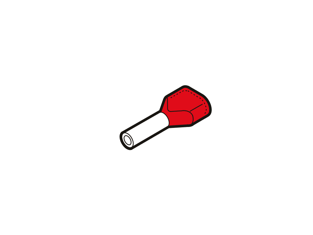 Picture of adereindhuls TWIN 2x 1.0mm2 rood pen= 8mm ZK100