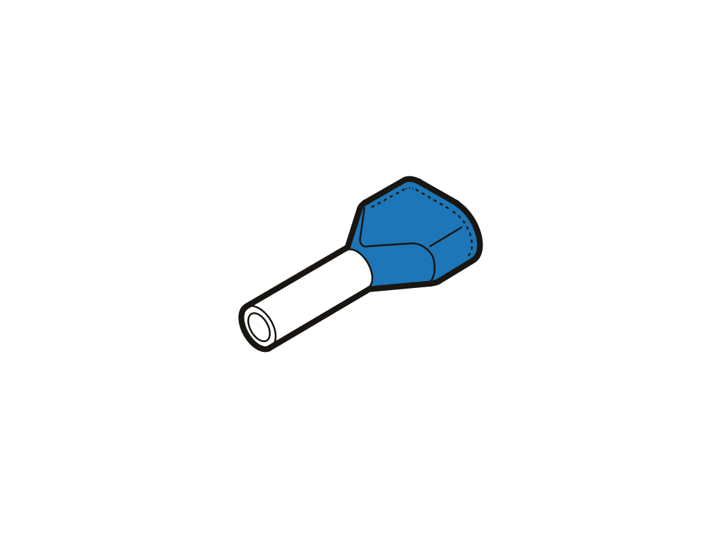 Picture of adereindhuls TWIN 2x2.5mm2 blauw pen=10mm ZK100
