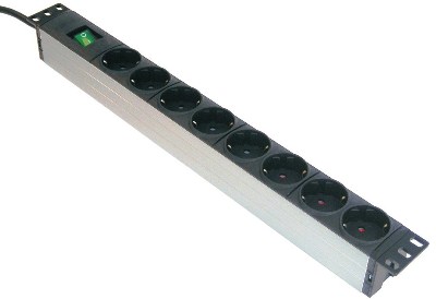 Picture of PDU 19inch in:Schuko-2,0m uit:8xShuko met schakelaar+lamp