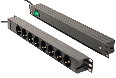 Picture of PDU 19inch in:Schuko+2,0m uit:8xSchuko met schakelaar in front / zwart