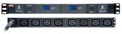 Picture of PDU 19inch in:CEE 3p 32A+3,0m uit:2x4xC19 met 2xAmperemeter-zekering