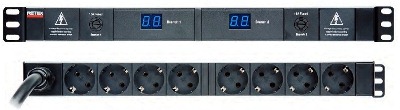 Picture of PDU 19inch in:CEE 3p 32A+3,0m uit:2x4xSchuko met2xAmperemeter-zekering