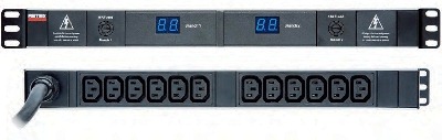 Picture of PDU 19inch in:CEE 3p 32A+3,0m uit:2x6xC13 met 2xAmperemeter-zekering
