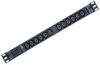 Picture of PDU 19inch in:C14+2,0m uit: 12xC13 met zekering+LED