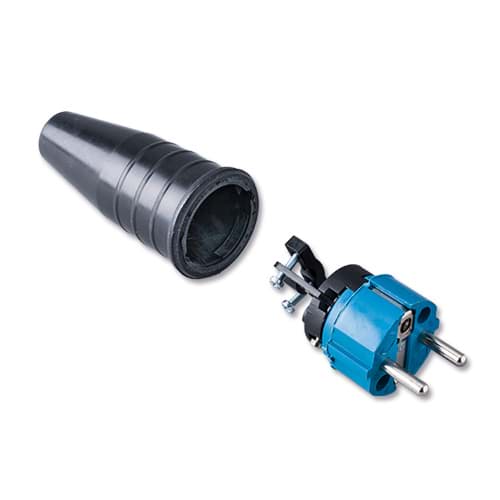 Bild von stekker randaarde+busaarde volrubber zwart-blauw 521 Keraf