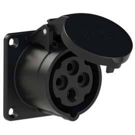 Bild von CEE wcd-inbouwRecht 4p  16A 400V 6h zwart 60x60mm IP44 PCE