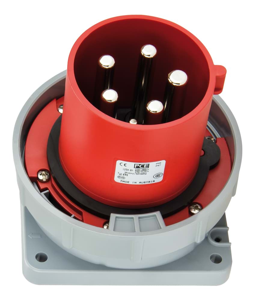 Bild von CEE toestel-inbouw 5p 125A 400V 6h rood 120x120mm IP67 PCE
