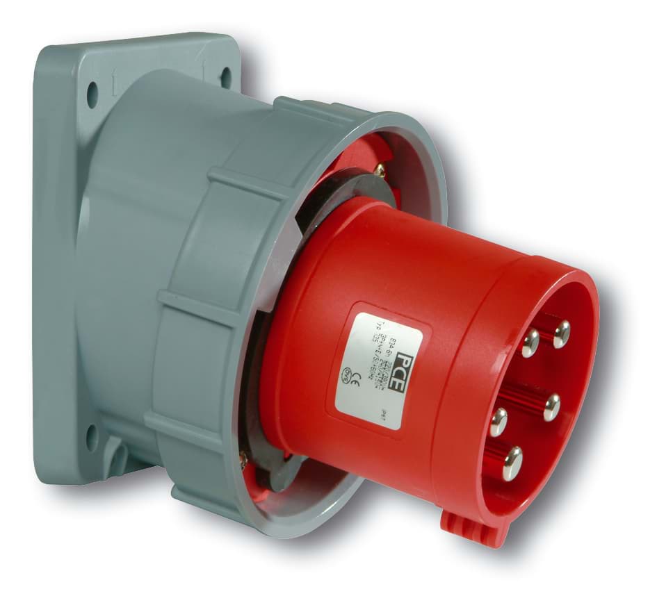 Bild von CEE toestel-inbouwSchuin 5p  63A 400V 6h rood 100x107mm IP67 PCE