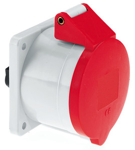 Picture of CEE wcd-inbouwRecht 4p  32A 400V 6h rood 75x75mm IP44 Bals schroef
