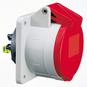 Picture of CEE wcd-inbouwRecht 5p  32A 400V 6h rood 70x70mm IP44 Bals QuickConnec