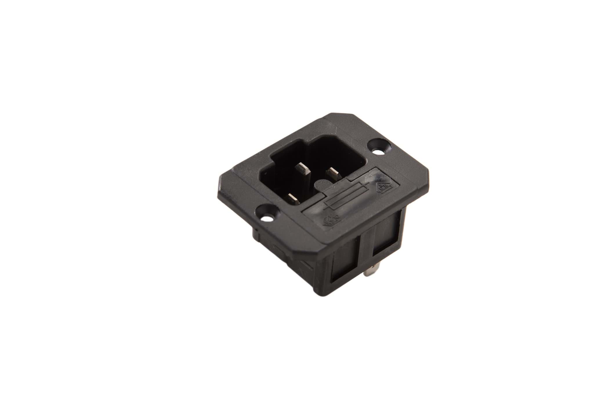 Picture of IEC C16A 10A 155gr inbouw pen zekeringhouder Faston 4.8mm zwart Kaiser