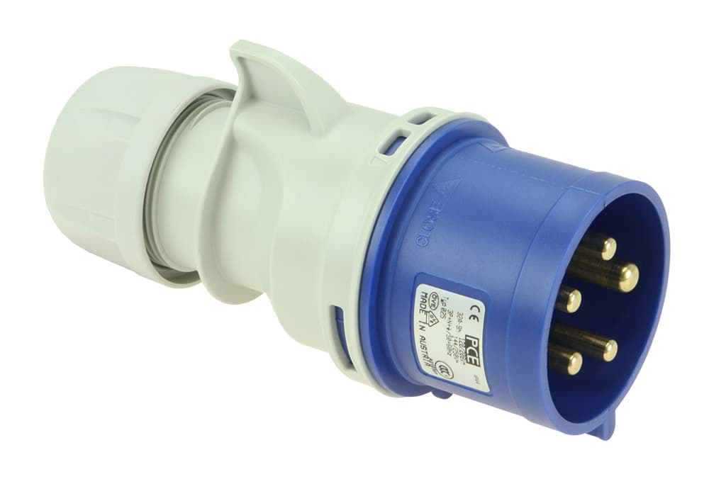 Picture of CEE steker 5p  32A 230V blauw 9h IP44 PCE