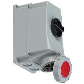Bild von CEE wcd-opbouw 5p  63A 400V 6h rood IP67 M40(2xM32)+schakelaar PCE