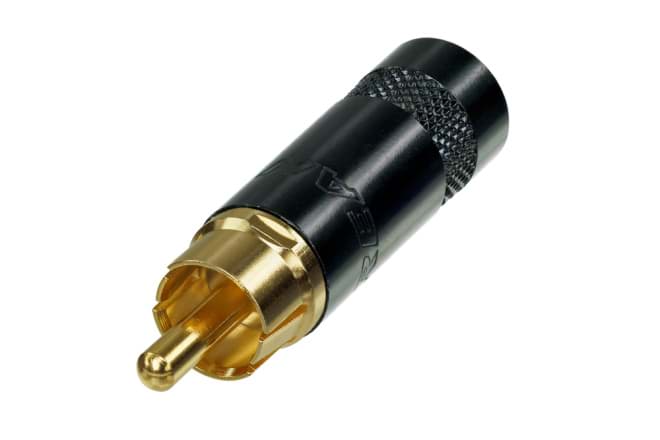 Bild von RCA steker zwarte behuizing goud contact kabelOD<7mm NYS