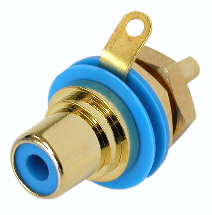 Picture of RCA chassis+isolatie goud/blauw