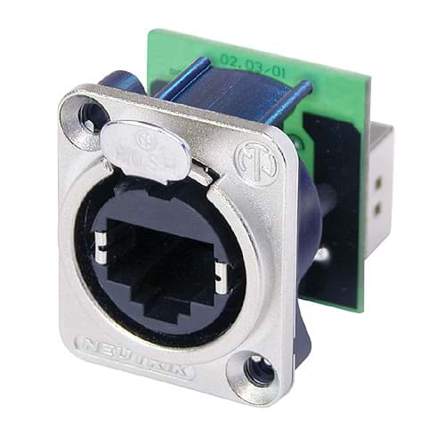 Picture of etherCON cat5e chassis-D RJ45 nikkel disassembled DS20
