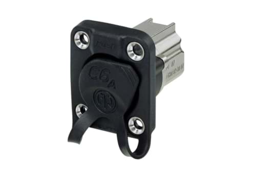 Picture of etherCON CAT6A chassis D-shape RJ45 zwart met kap IP65