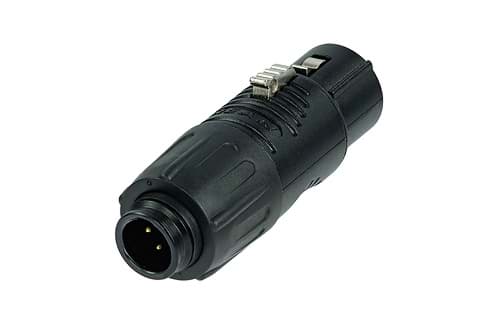 Picture of koppeladapter TINY XLR-3p-male <> XLR-3p-female zwart goud