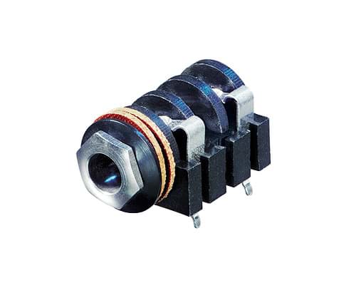 Picture of jack 6,3mm chassis 2-polig PCB8 chrome nut NYS