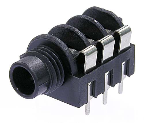 Bild von M-line stereo jack switched half threaded nose and straight PCB pins