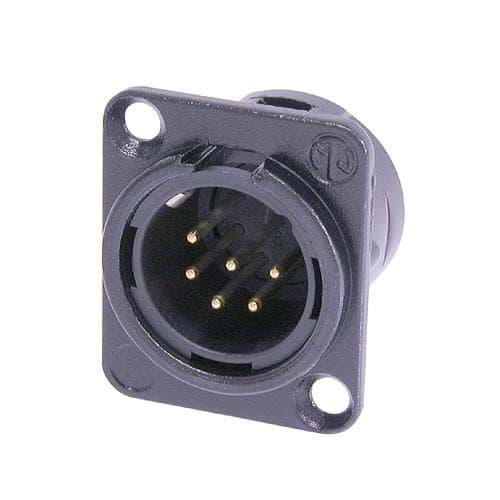 Bild von XLR chassis DL 6 pin pen zwarte behuizing goudcontacten