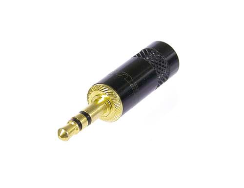 Picture of jack 3,5mm steker 3-polig zwart goud kabelOD<6.4mm