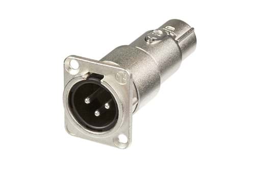 Picture of adapter XLR-3p-male in D-housing <> XLR-3p-female
