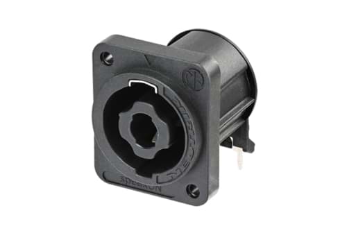 Bild von speakON 4-polig chassis D-size PCB-H zwart selftap IEC62368-1