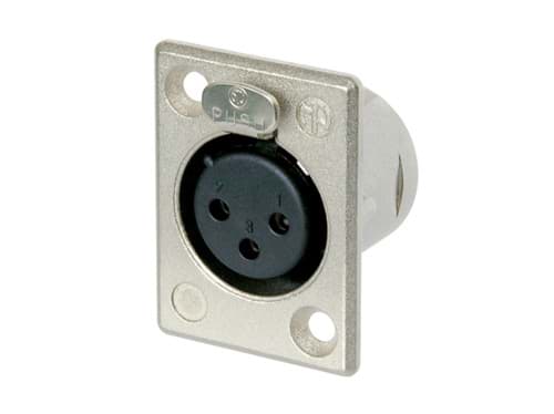 Picture of XLR chassis P 3 pin bus nikkel behuizing zilvercontacten