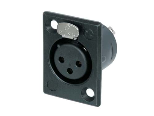 Picture of XLR chassis P 3 pin bus zwarte behuizing zilvercontacten