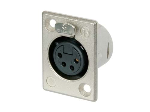 Picture of XLR chassis P 4 pin bus nikkel behuizing zilvercontacten