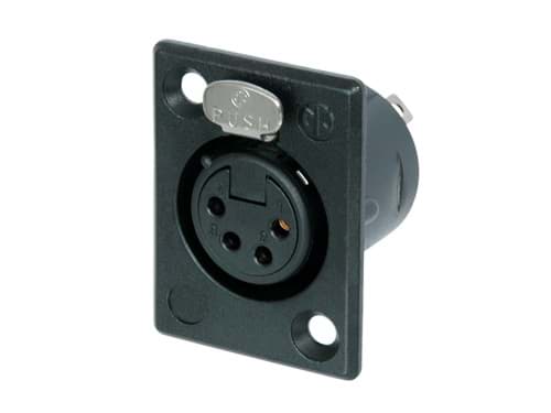 Picture of XLR chassis P 4 pin bus zwarte behuizing goudcontacten