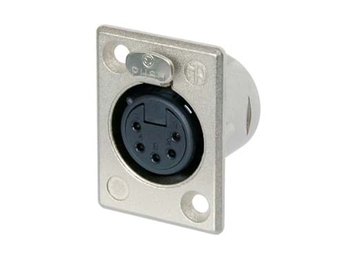 Picture of XLR chassis P 5 pin bus nikkel behuizing zilvercontacten