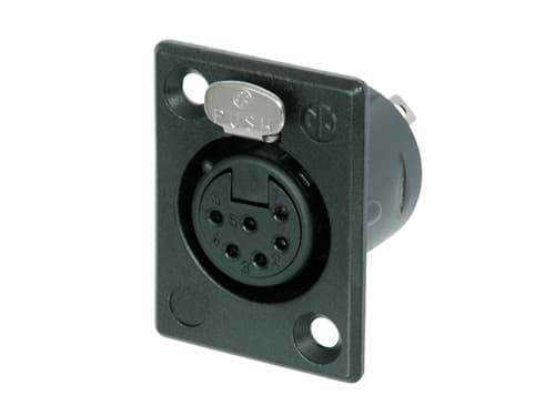 Picture of XLR chassis P 6 pin bus zwarte behuizing goudcontacten