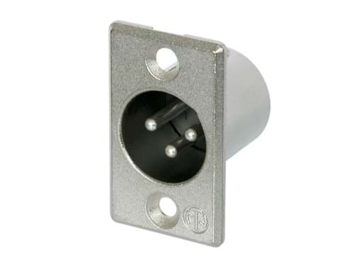 Picture of XLR chassis P 3 pin pen nikkel behuizing zilvercontacten