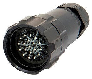 Picture of Showline 19 pin cable connector with nut male d15-28 black solder LNE