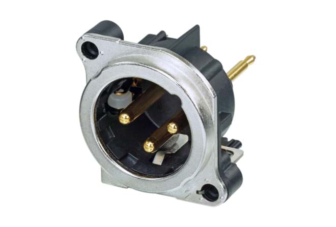 Picture of XLR chassis B 3p male PCB-V nikkel with switch