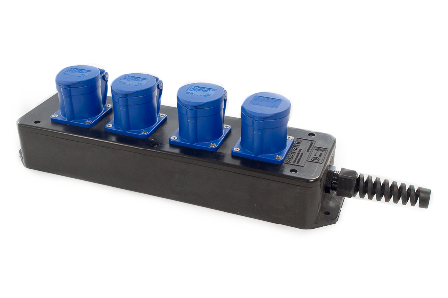Picture of snoercentrale  4-voudig CEE 3p 16A 230V blauw rubber (PCE)