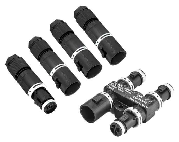 Picture of verdeler TEEBOX 4-weg-H + 4x connector 10A 3-polig (123) IP68