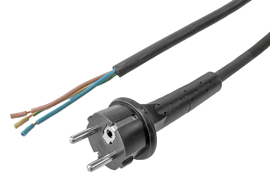 Picture of aansluitsnoer H07RNF 3G1,5mm2 Schuko L-GRIP 2p+ra/bus recht>open  3m