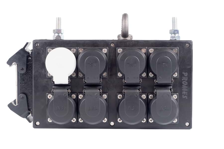 Picture of breakout box 16 polig 1+2> 16x schuko RA 2xbout Harting