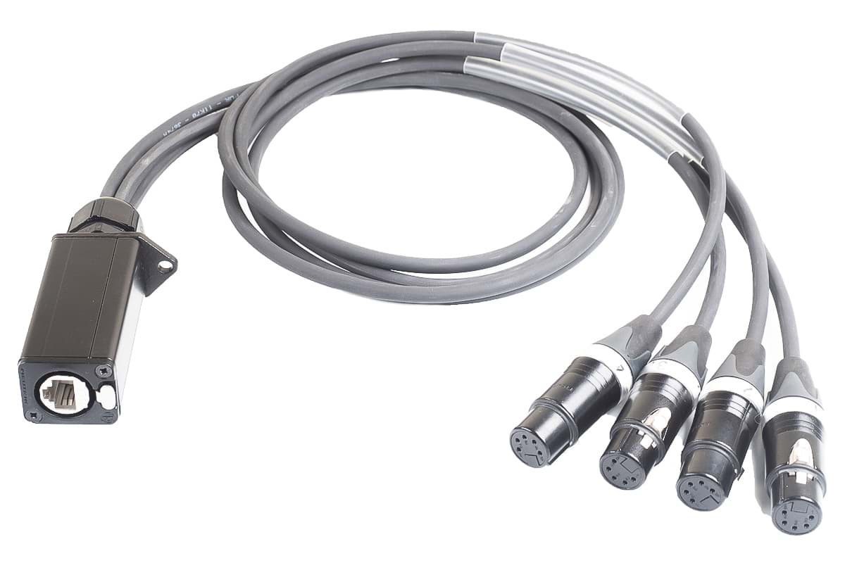 Picture of breakout spin etherCON female zwart > 4x XLR 5p female zwart 1,0m